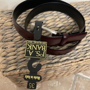 NWT Jos. A. Banks Belt Italian Leather Men's Cognac Brown Sz 36” W/Silver Buckle